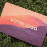 Carte en bois imprimée, visuel coucher de soleil orange et violet
