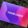 Printed Mifare PVC badge with a purple and red gradient design